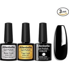 Allenbelle UV Nail Polish Set Base Top Coat and Colour, Gel Nail Polish Gift Set, Shellac Set UV Gel Nail Art, Soak Off UV LED Gel Nail Polish
