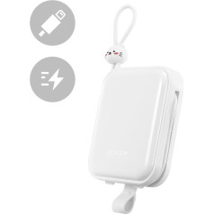 Повербанк с подставкой USB-C и кабелем Iphone Lightning Cutie Series 10000mAh 22.5W белый