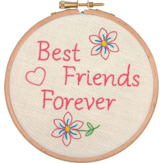 Anchor AHP206 Kits and Canvas, 100% Cotton, Best Friends Forever, 20 cm Diameter