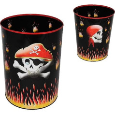 Waste Paper Basket Pirate Skull - Metal - Rubbish Bin - Storage Box for Children Boys - Treasure Chest / Waste Bin / Children's Room - Pirates