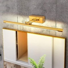 Mantolite Dimmable Picture Light 12 W, Bathroom Mirror LED Wall Light Lighting with Swivelling Lamp Head for Bedroom, 3000 K Hotel Restaurant Bedside Table Reading Lamps (1320LM Brass, 60 cm)
