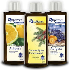 Набор для сауны Spitzner в подарочной упаковке WellnessMensch: еловая игла, грейпфрут и лаванда, тыква (3 x 190 мл)