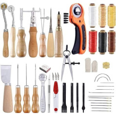Namner Leather Tool Set, Leather DIY Tool Leather Starter Set with Instructions (English language not guaranteed), Leather Craft Tool Set with Groover, Leather Thread, Leather Hole Punch for Leather Sewing Leather Craftsmanship