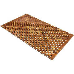 Deuba Wooden Bath Mat 80 x 50 cm FSC-Certified Acacia Wood Non-Slip Rubber Stopper Wooden Carpet