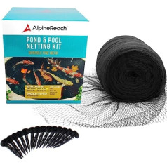 AlpineReach 8.5 m x 9 m pond net, fine mesh (10 x 10 mm), extra strong woven net, bird protection net, cat net, protects koi fish from blue herons, birds, leaves, UV-resistant, black