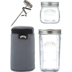 Kilner 0025.037 Yoghurt, Glass, Neoprene, 500 ml, Grey/Black