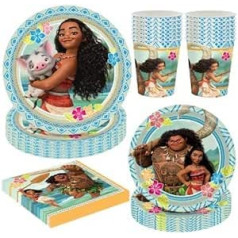 Syijupo Moana Party Supplies Decoration Kit Cute Tableware Set Paper Plates Napkins Cups Summer Pool Party Supplies for 10 Guests 80 Pieces