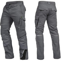 LEIB WÄCHTER Flex-Line Premium Work Trousers Grey/Black with Spandex Size 42-68/24-30/90-110 (46), darkgray
