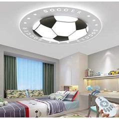 Modern Creative Football LED Ceiling Light Children's Room Light Dimmable Colour Changing Boy Girl Eye Protection Ceiling Light Living Room Bedroom Nursery Decoration Light, Black, 42 cm 24 W