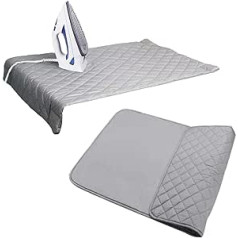Houseables 46.4 x 82.5 cm Grey Quilted Magnetic Mat Laundry Pad Heat Resistant Ironing Board Alternative