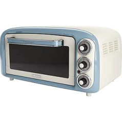 Ariete Vintage-Ofen 979, Retro Elektrobackofen mit 3 Backpositionen, 30 cm Pizzaofen, Max. Temperatur 230°C, Timer, Edelstahlgrill, 1300W, Blau