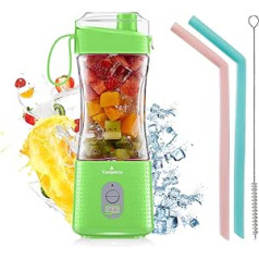 Portable Blender Vaeqozva USB Rechargeable Personal Size Juicer Cup for Shakes and Smoothies Mini Blender with 6 3D Blades Fruit Blender for Home, Sports, Office, Outdoor - Green