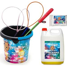 Bubble Brothers Giant Soap Bubbles Set for Children, 6 Pieces, 3 Bubble Sticks, 10 Litres (5 + 5) Bubble Liquid and Bubble Bucket, Soap Bubbles Set for Children's Birthday, Wedding, Bubble Wand