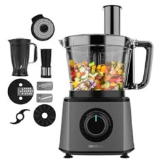 Cecotec Lebensmittelprozessor Paprika 1300 Full, 2000W Leistung, Edelstahl, 2 Geschwindigkeiten, 3 Schneidscheiben, inklusive Schüssel 3,5 L, Krug 1,8 und Saftpresse