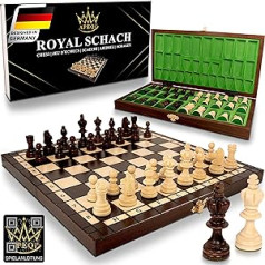 Apeqi ® Royal Chess Game Wood High Quality Solid Wood 34.5 x 34.5 cm from the EU, Gift Idea Elegant Chess Board Wood High Quality Folding Chess Box with Chess Pieces Chess Set