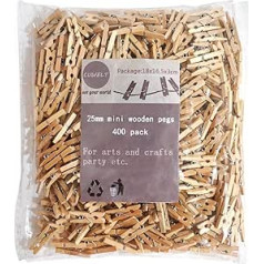 CUWELT 400 Pieces Mini Natural Wood Clothes Pegs 25mm Miniature Pegs Decorative Wooden Pegs Small Natural Mini Clips for Crafts Decoration Wedding Cards DIY