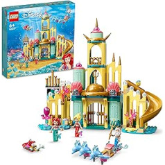 LEGO 43207 Disney Arielles Unterwasserschloss, Prinzessinnen-Spielzeug-Schloss, Geschenkidee für Mädchen und Jungen ab 6 Jahren mit Arielle die kleine Meerjungfrau und 4 Delfin-Tier-Figuren