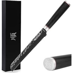 YOUSUNLONG Serrated Bread Knife 8 Inch Professional Bread Cutter Cake Knife - Japanese AUS8 Steel with High Carbon Content - Sharp Wavy Edges - Lead Wood Handle