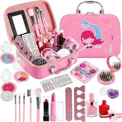 Children's Make-Up Set Girls, Children's Vanity Case, Girls Toy, Washable Make-Up Set, Gift for Girls 5 6 7 8 9 10 Years