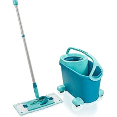 Leifheit Set Clean Twist Ergo 2.0 Floor Mop Set, Floor Mop with Super Soft Cover for Moist Cleaning on Parquet, Laminate and Real Wood, Mop with Click System and Spinning Technology.