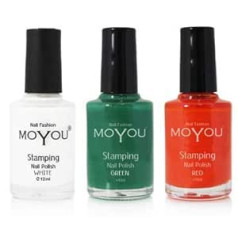 Nails Moyou Рождественский специальный лак для ногтей MoYou, 3 упаковки лака для ногтей зеленого, красного и белого оттенков Создает потрясающий д