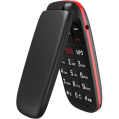 USHINING GSM Senior Mobile Phone Flip Mobile Phone without Contract, Large Buttons Mobile Phone Simple with Emergency Call Button 1.77 Inch Colour Display - Black