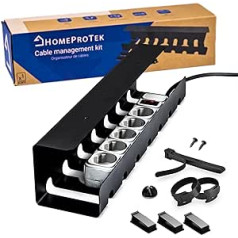 HOMEPROTEK Black Desk Cable Duct for Tidy Cable Management, Cable Tray for Cable Organisation in the Workplace, Home Office Cable Management Under Desk, Cable Organiser