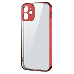 Ультратонкий прозрачный чехол с металлической рамкой для iPhone 12 mini красный