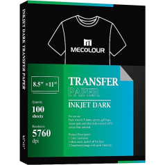 MECOLOUR Inkjet Heat Transfer Paper Iron On 100 Sheets for Dark Inkjet Printers