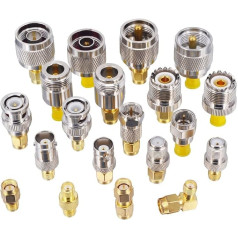 Yilianduo 20 Type Set RF Coax Adapter Kit Universal SMA to SMA / BNC / N Type / F Type / UHF Srecker Socket Adapter for Wireless LAN Devices Coaxial Cable Wi-Fi Radios External Antenna with Case Box