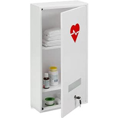 Relaxdays Medicine Cabinet Lockable 3 Compartments Steel H x D 60 x D 30 x 12 cm White