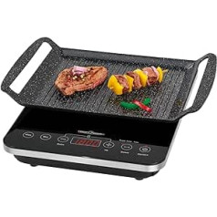 Profi Cook PC-ITG 1130 2-in-1 Induktions-Tischgrill und Einzelkochplatte, Elektronisches Sensor Touch-Bedienfeld mit LED-Display, schwarz