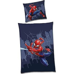 Spiderman Reversible Bed Linen Set, 135 x 200 cm, 80 x 80 cm, 100% Cotton, Children's Bed Linen for Girls and Boys