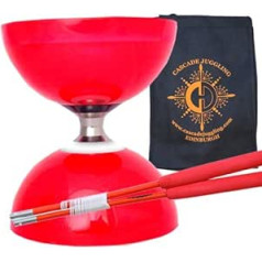 Red Cyclone Quartz II Triple Bearing Diabolo with Coloured Superglass Sticks and Carry Bag - Pro Clutch Diablo Set