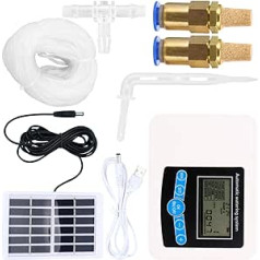 YARNOW Solar Watering Timer Kit Automatic Watering Kit Double Pump Irrigation Control for Plants Flowers Garden