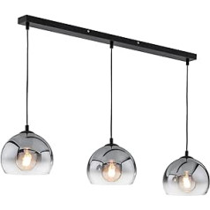 Fischer & Honsel Amos 60838 Pendant Light Sand Black Glass Smoked to Clear Length 100.00 cm Width 20.00 cm Ceiling 150.00 cm 3x E27 Max. 40.0 Watt