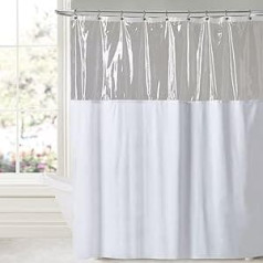 Sweet Home Collection 10 Gauge Vinyl Shower Curtain 72 x 72 Inches with Clear See Through Top Antibacterial Antimicrobial Treated Mildew and Water Resistant, Standard, White