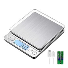 KUBEI 1 kg / 0.01 g USB Charging Precision Scales Digital Kitchen Scales High Precision Gram Scales Digital Scales Letter Scales Household Scales Stainless Steel Weighing Surface Perfect for