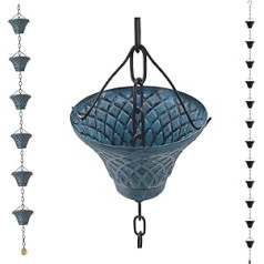LEPTALINA [Upgraded] Bell 2.5 m Antique Sky Blue (Double Sided) Rain Chains for Drainpipes and Rain Barrel (Without Adapter)