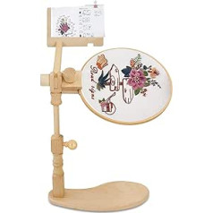 RoseFlower Cross Stitch Stand Embroidery Hoop Wooden Rotating Embroidery Stand for Table Embroidery Hoop Stand Cross Stitch Frame Adjustable Sewing Tools, DIY Craft Embroidery Sewing Tools #4