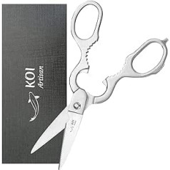 KOI Artisan Multipurpose Stainless Steel - Heavy Duty High Quality Detachable Kitchen Scissors - Poultry, Food, Meat, Cooking, Bottle Opener, Jar Opener, Nutcracker 8 Inch, Dishwasher Safe