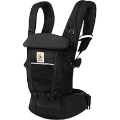 Ergobaby Adapt Baby Carrier for Newborns from Birth, 3 Positions SoftFlex Mesh Ergonomic Baby Belly Carrier Back Carrier Baby Carrier Baby Carry Bag, Onyx Black