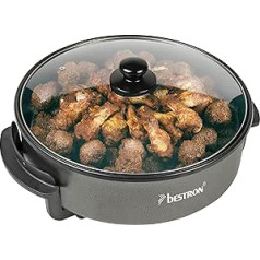 Bestron AHP1800Z Electric Party Pan XXL Multifunctional Pan Diameter 40 cm with Glass Lid Non-Stick Coating 1,500 Watt Black