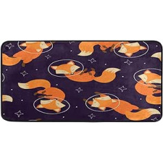 OOWOW Kitchen Runner Rug Cute Fox Star Pattern Floor Mat Non-Slip Washable Doormat for Bathroom Indoor Outdoor Entryway Welcome Mat 39