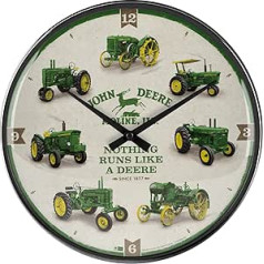 Nostalgic-Art Retro Wall Clock, Diameter 31 cm, John Deere - Model Chart - Gift Idea for Tractor Fans, Large Kitchen Clock, Vintage Design