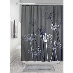 iDesign 37229EU Thistle Duschvorhang aus Stoff, 183 x 183 cm - Grau/Lila