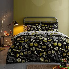 Bedlam - Halloween Kids Glow in the Dark Duvet Cover Set - Trick or Treat - Single Bed Set in Black