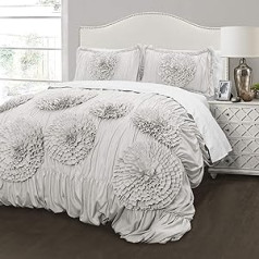 Lush Decor Serena 3 Piece King Size Comforter Set Light Grey