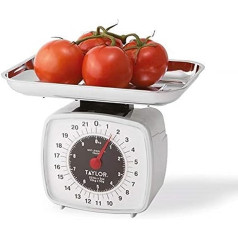 Taylor, Mechanical kitchen scales for food, very accurate with add-and-weigh function and high precision, chrome white/silver surface, weighing capacity 10 kg