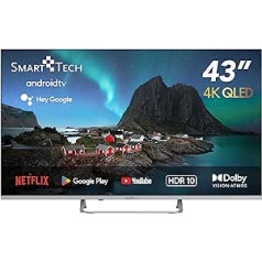 Smart Tech 4K UHD 43 inch (109 cm) Quantum-Dot Android 11.0 Smart TV 43QA20V3, Quad Core, 2G/8G, DVB-T2/C/S2, WiFi 2T2R, HbbTV, HDR10 H.265, 4xHDMI, 2x2 USB